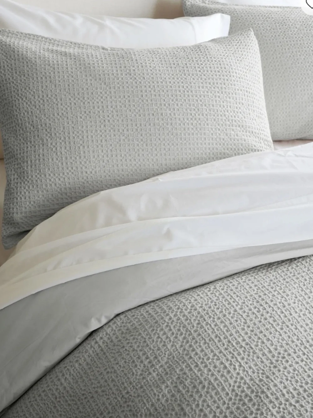 Quince Organic Luxe Honeycomb Duvet Cover King / California king Light Gray